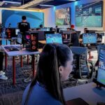 Students play Fortnite in NC State's Esports facility.