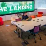 An employee works in The Landing, which is one of many unique sensory-friendly spaces in NC State's libraries.