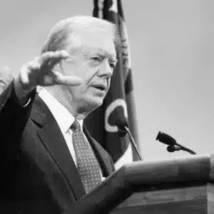 Jimmy Carter speaks at the Emerging Issues Forum at NC State in 1991.